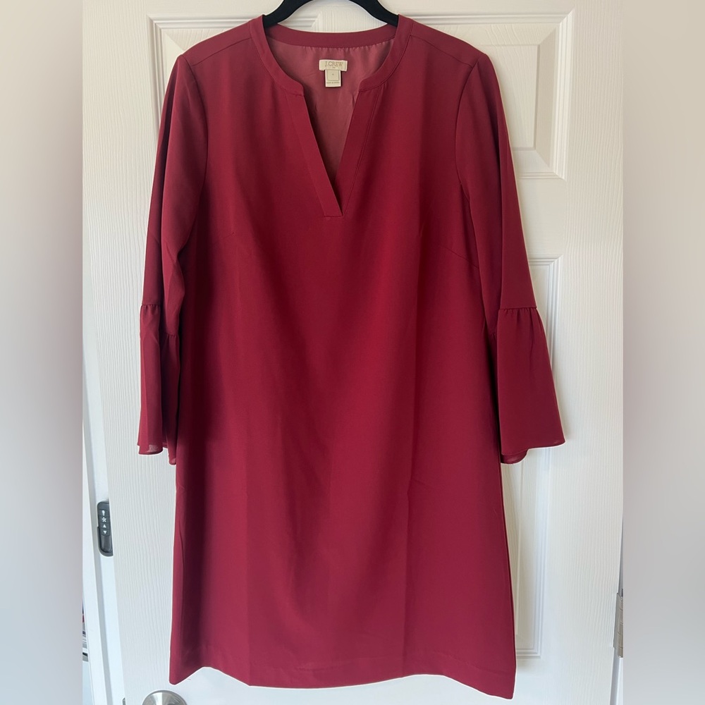J. Crew Burgundy Bell Sleeve Dress